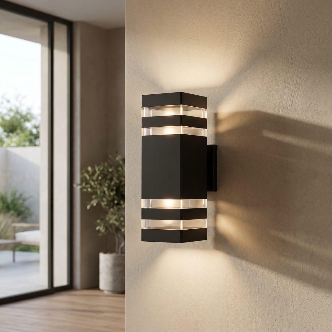Rectangular Outdoor LED Wall Light with Up & Down Illumination