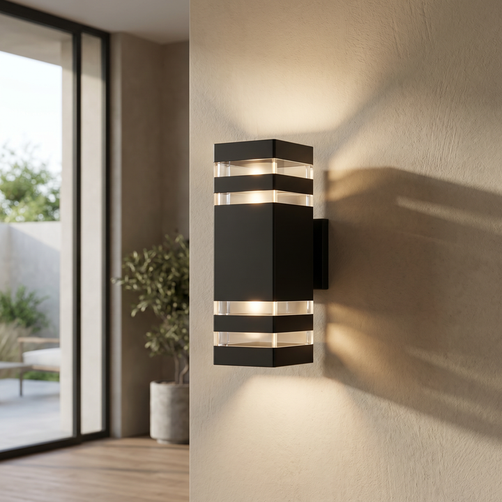 Rectangular Outdoor LED Wall Light with Up & Down Illumination