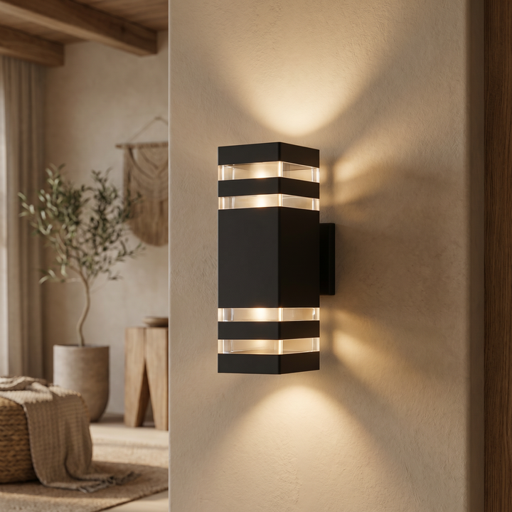 Rectangular Outdoor LED Wall Light with Up & Down Illumination
