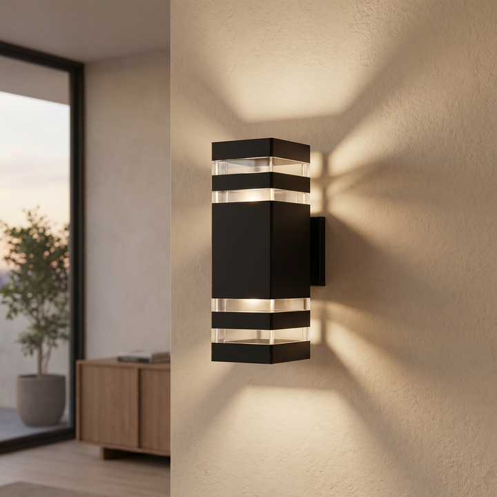 Rectangular Outdoor LED Wall Light with Up & Down Illumination