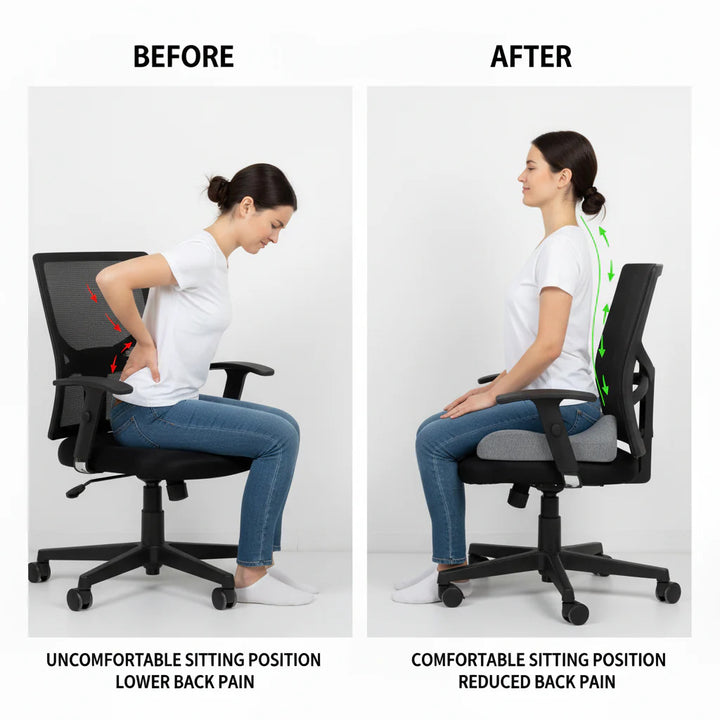 Orthopedic Ergonomic Memory Foam Seat Cushion for Office & Home