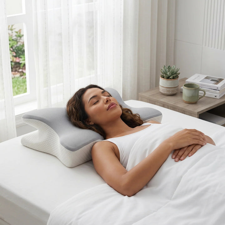 Ergonomic Cervical Memory Foam Neck Pillow for Side & Back Sleepers